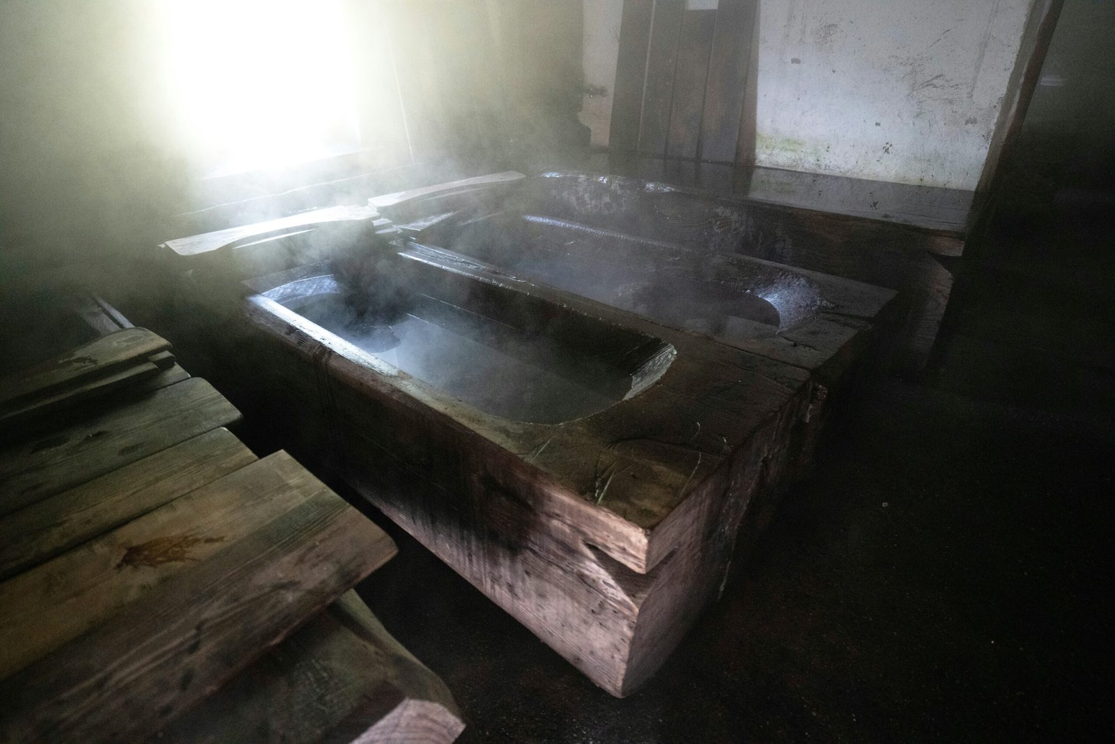 a wooden sink with a wooden table