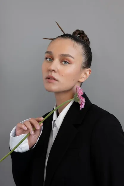 Beautiful woman with trendy hairstyle