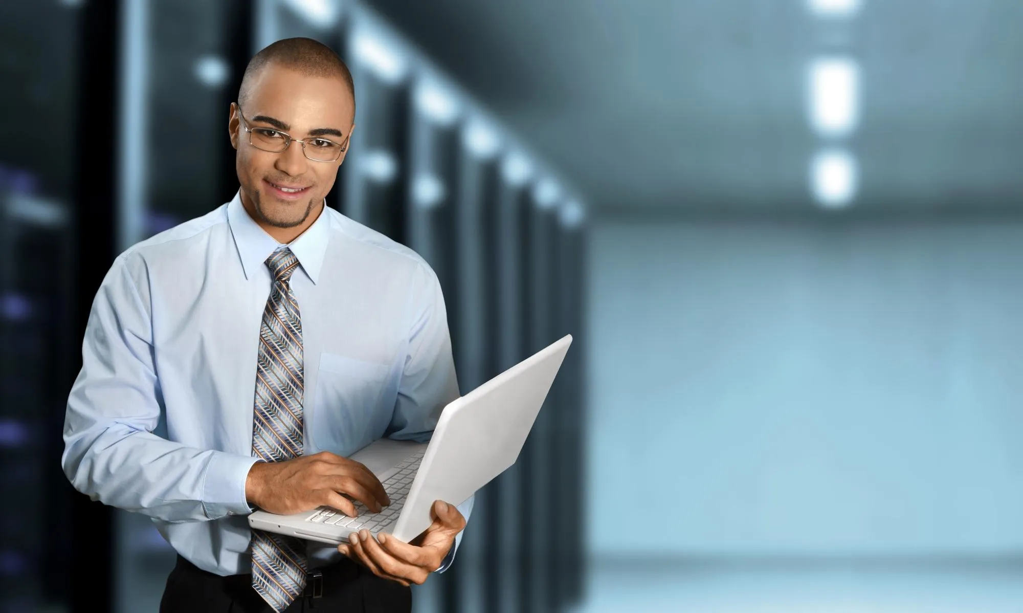 Businessman with laptop works in Office. Engineering Concept.