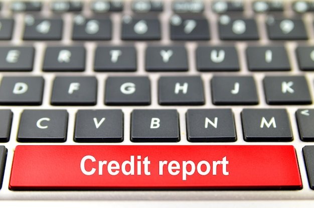 Credit report word on computer space bar