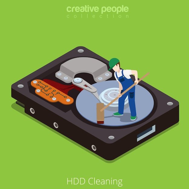 Flat 3d isometric isometry style technology computer hardware concept illustration