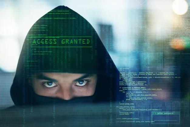 Hacker online system and man with code for programming malware and information technology in dark Cybersecurity computer interface and portrait of person for online crime fraud and install virus