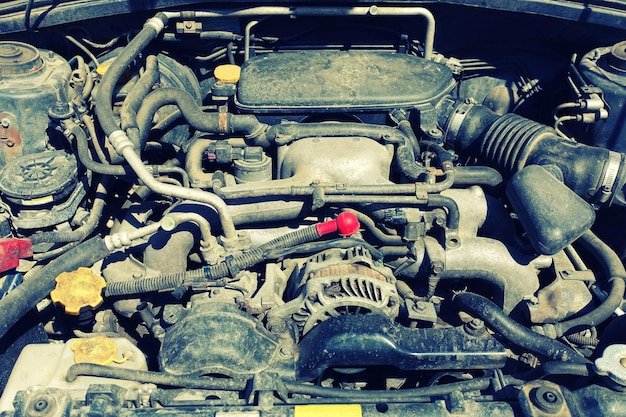 High angle view of abandoned machinery