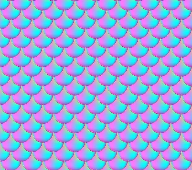 Holographic rainbow background. Gold scales. Mermaid print.