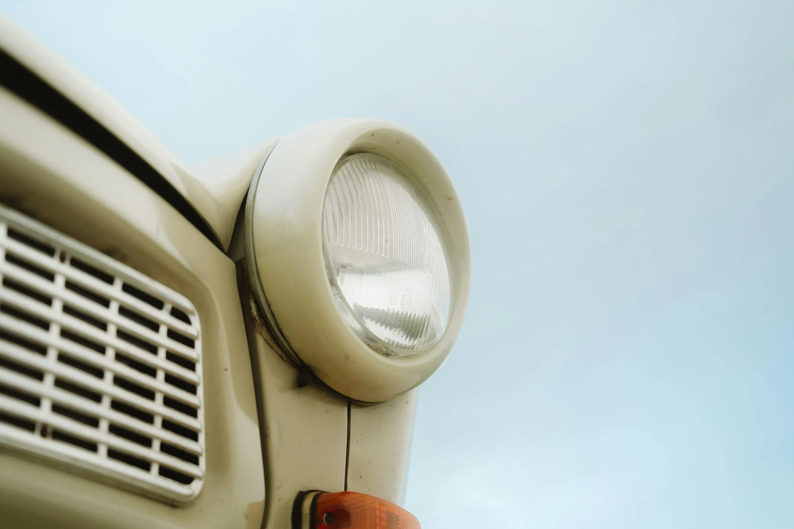 a close up of the front end of a car