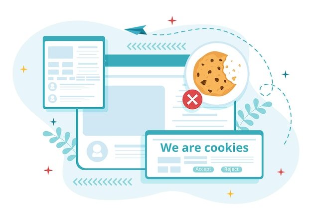 Internet Cookies Technology Illustration with Track Cookie Record of Browsing a Website