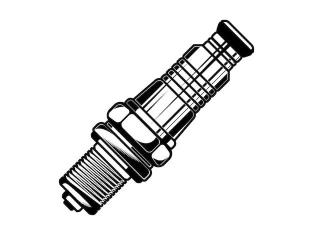 Isolated monochrome motorcycle spark plug