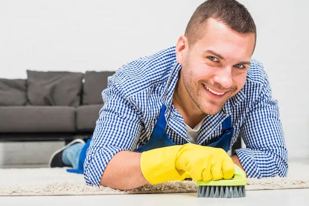Man cleaning his home