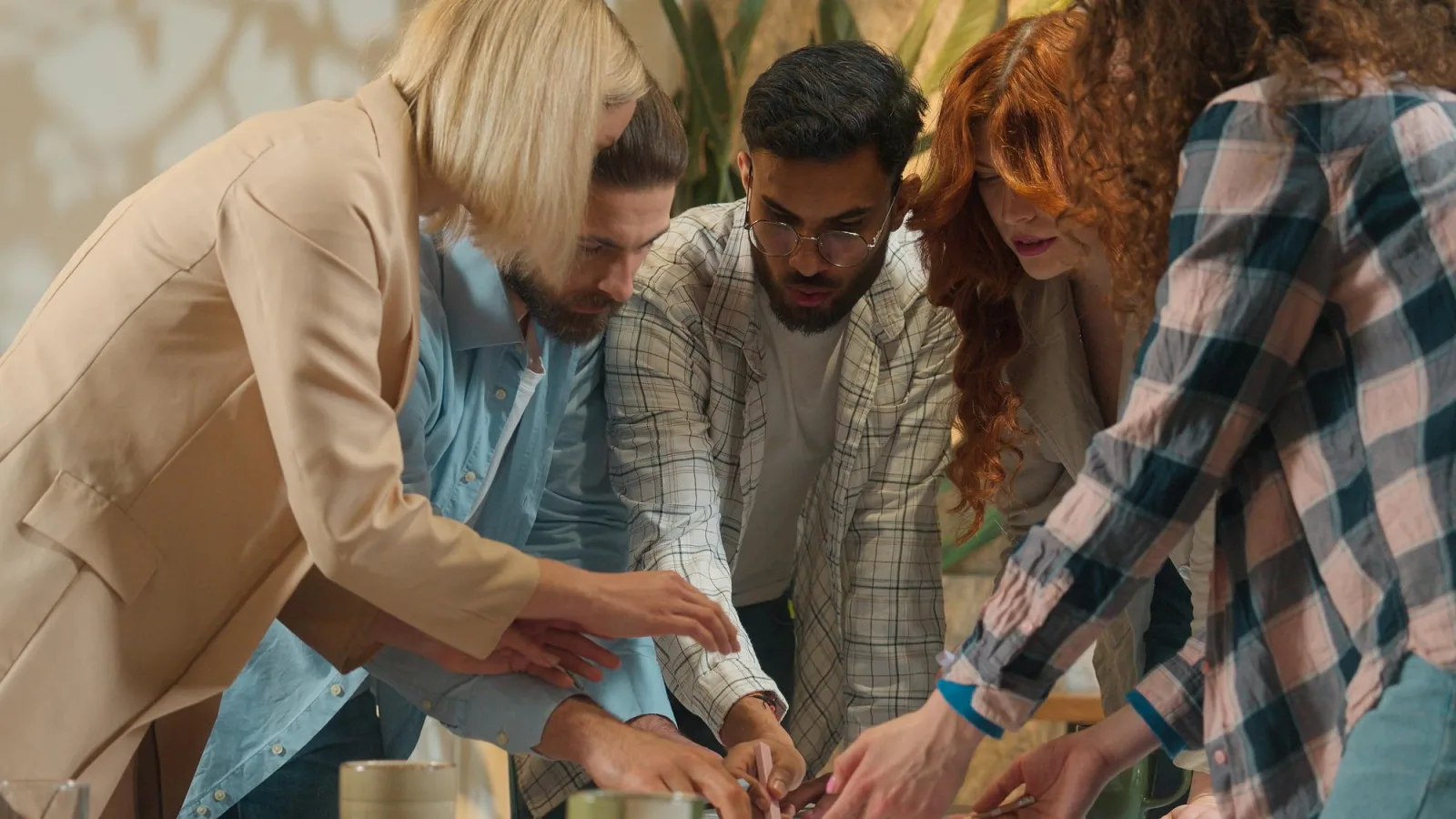 Office team multi ethnic designers male female group coworkers architects engineers constructors