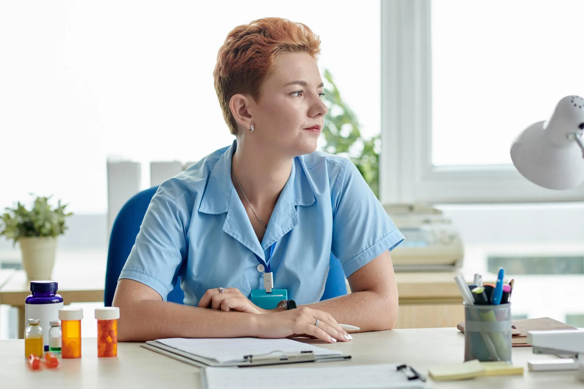 Pensive Young General Practitioner