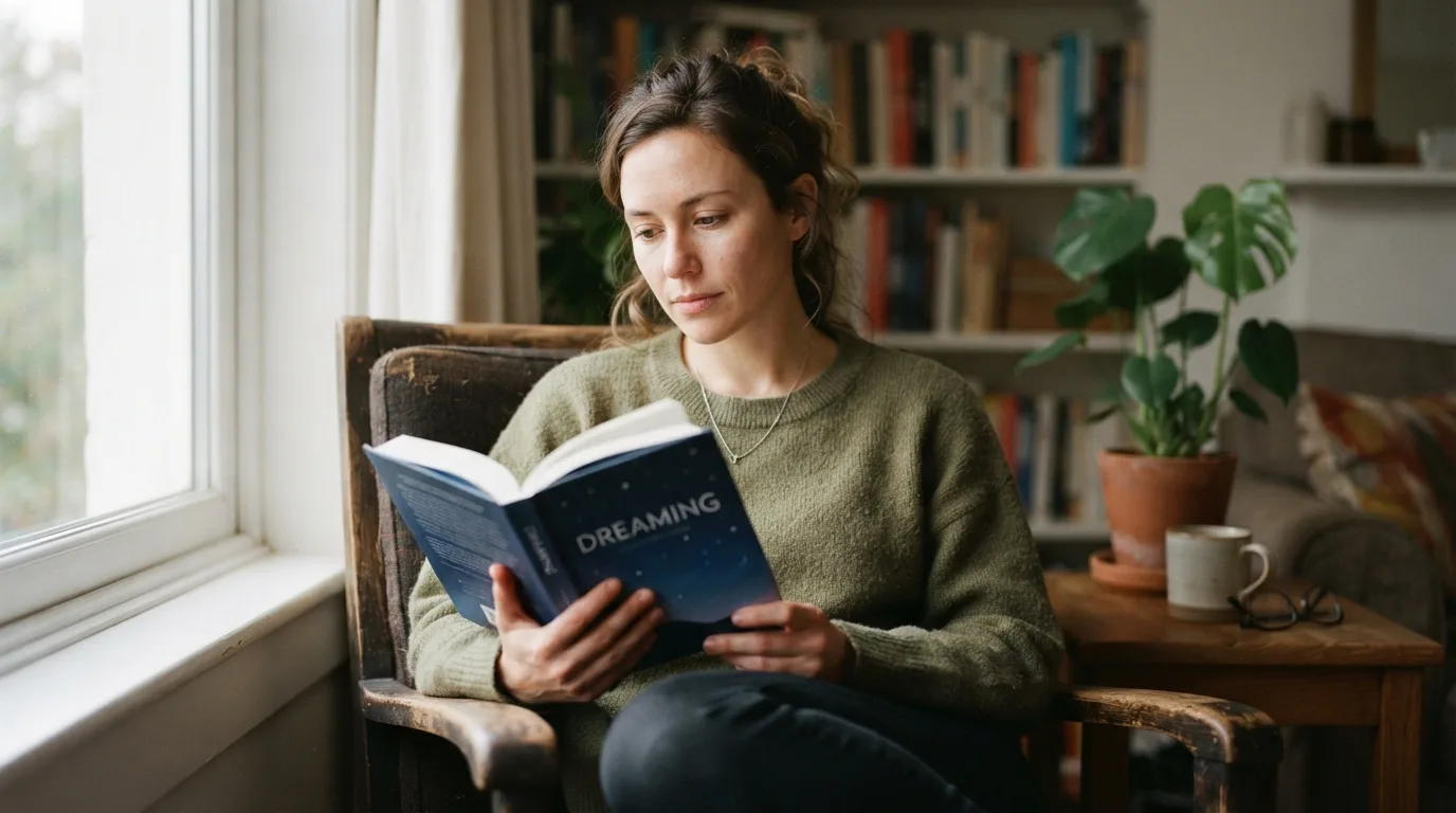 a person reading a book about dreams