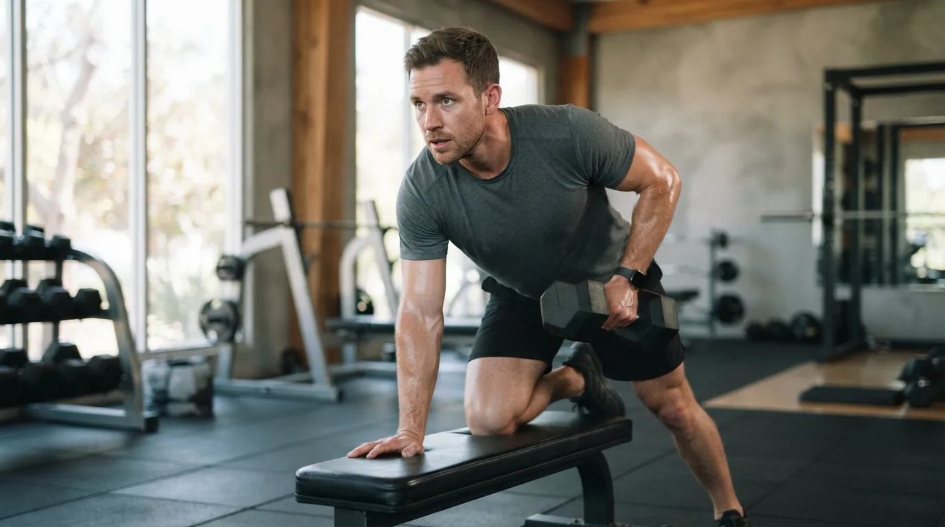 a person exercising alone in a quiet gym