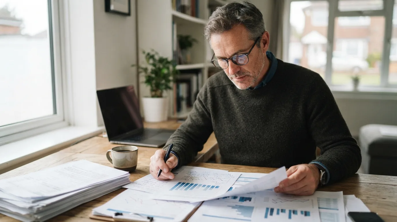 a person reviewing financial charts and documents