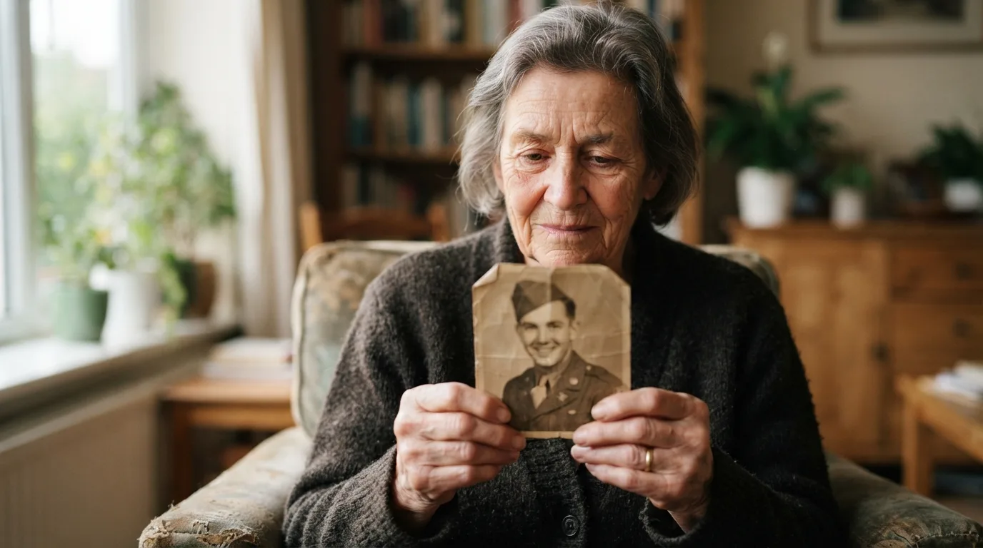 a person holding an old photograph of a man