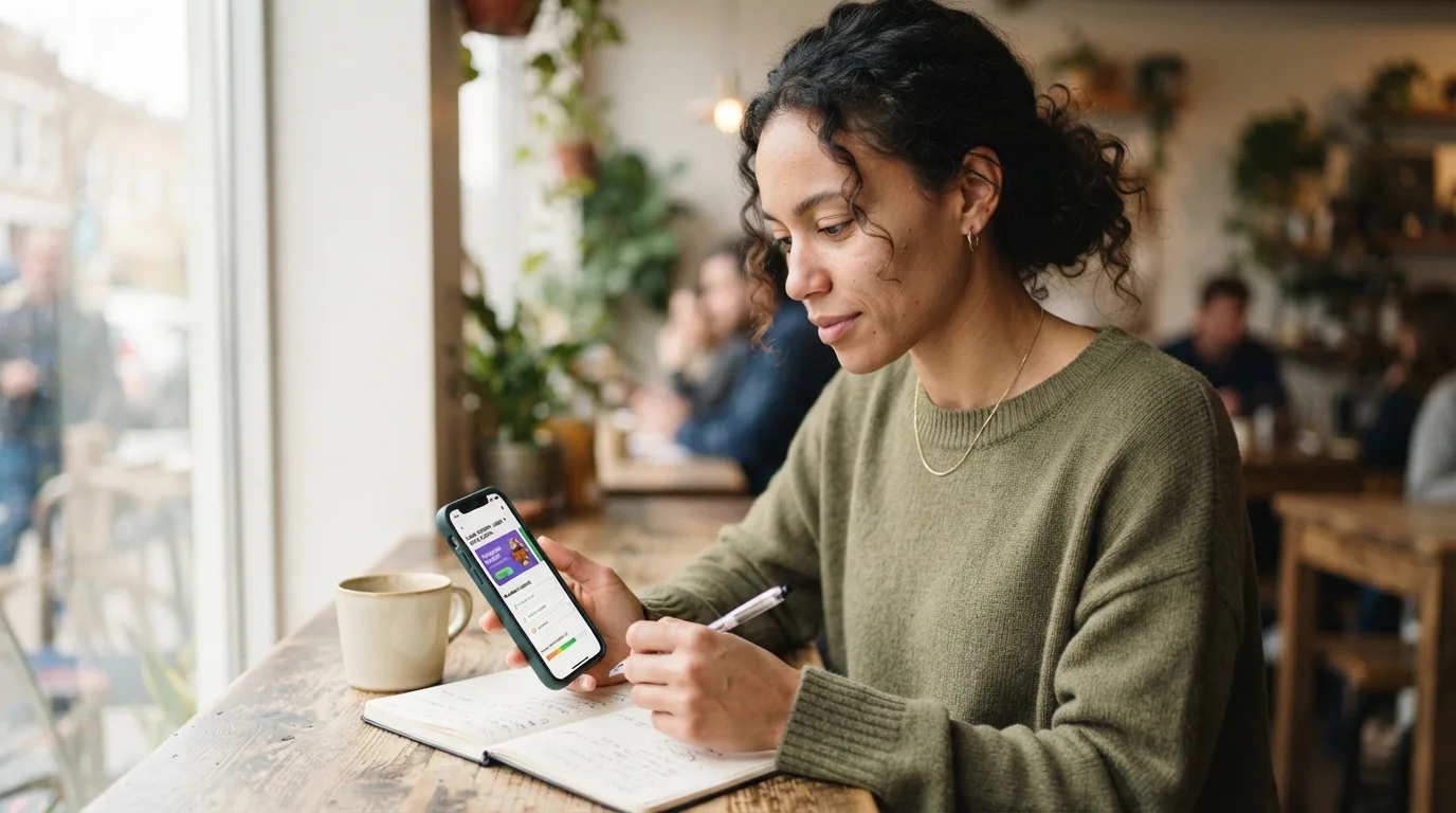 a person using a smartphone to learn a language
