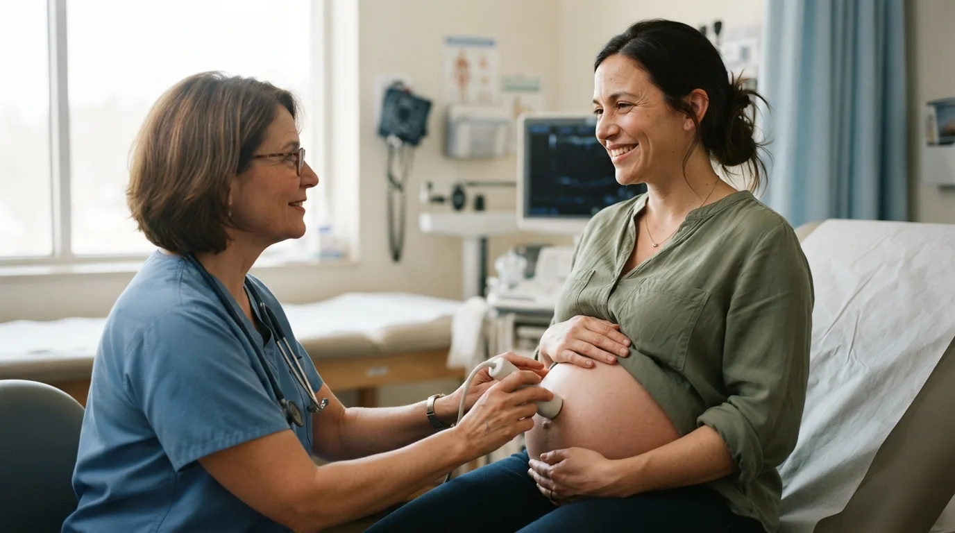 a pregnant woman at a doctor's appointment