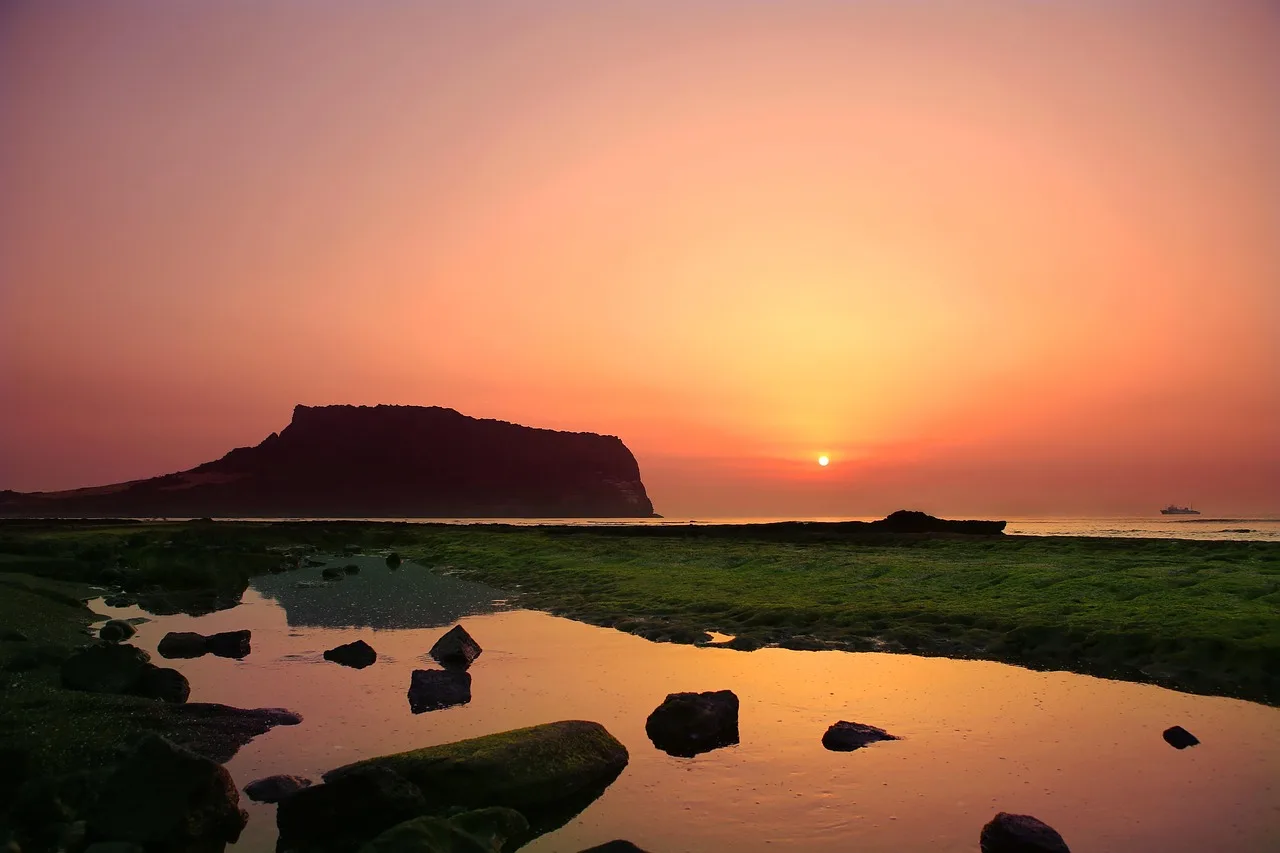 wyspa jeju, seongsan sunrise peak, ocean, natura, sunrise, krajobraz, podróż