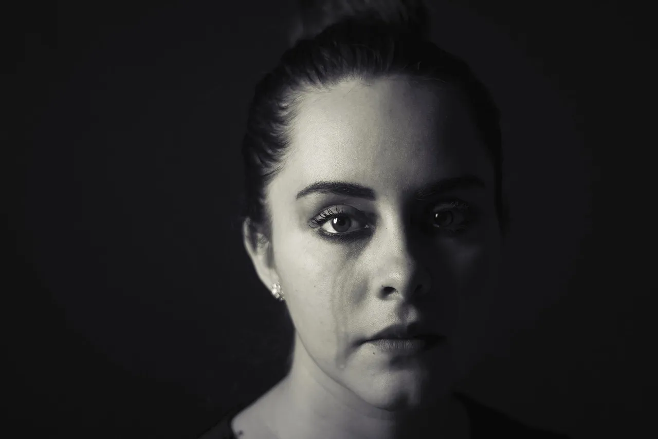 woman, crying, tears, sad, sadness, unhappy, upset, portrait, face, head, female, girl, young woman, sad girl, monochrome, black and white