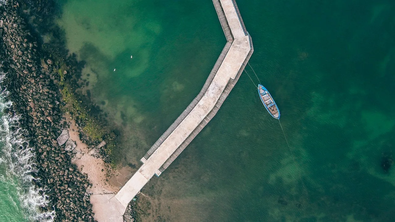 sea, ocean, beach, water, boat, natura, aerial, bird eye, waves
