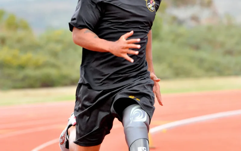 Sgt. Jerrod Fields, a U.S. Army World Class Athlete Program Paralympic sprinter hopeful, works out at the U.S. Olympic Training Center in Chula Vista, Calif. A below-the-knee amputee, Fields won a gold medal in the 100 meters with a time of 12.15 seconds at the Endeavor Games in Edmond, Okla., on June 13, 2009. See more at www.army.mil Below-knee amputee runs for berth in 2012 Paralympics Photo by Tim Hipps, FMWRC Public Affairs