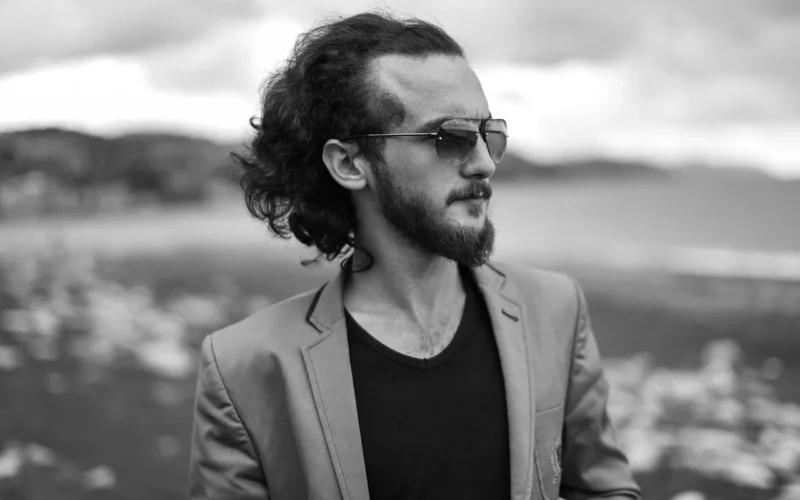 male, model, piękny, black white, moda