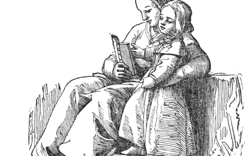 A mother reading to a child, from an 1850 gift book for children
