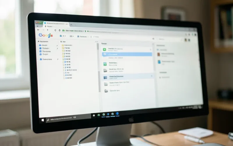 a computer screen showing Google Drive interface with files being deleted or organized