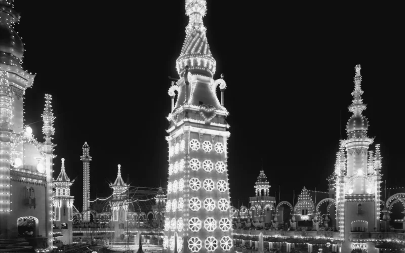 Night in Luna Park, Coney Island, N.Y. Picture taken ca. 1905, and published by the Detroit Publishing Co.