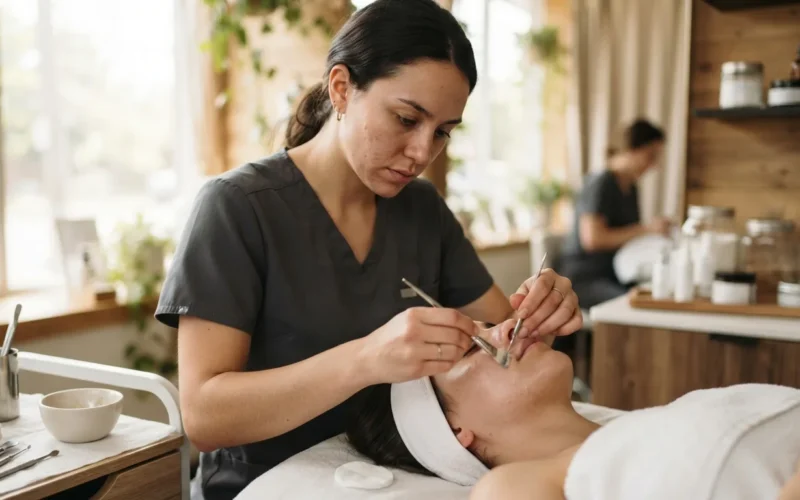 a woman working in a beauty salon