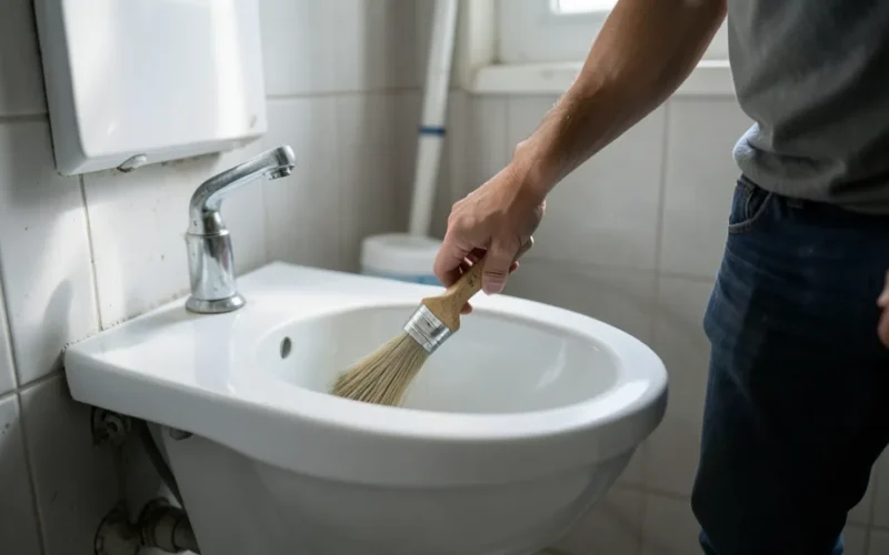a person cleaning a toilet or a clean toilet bowl