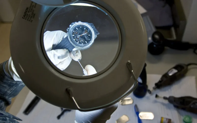 Original caption states, "Tech. Sgt. Latersa Frazier, a personal effects supervisor, polishes a watch April 1, 2009, to demonstrate the cleaning process of personal effects conducted during preparation of the dignified transfer of remains process at the Charles C. Carson Center for Mortuary Affairs, Dover Air Force Base, Del. The personal effects office prepares and cleans all items before giving them to the families of fallen heroes. Sergeant Frazier is from the 43rd Force Support Squadron at Pope AFB, N.C."
