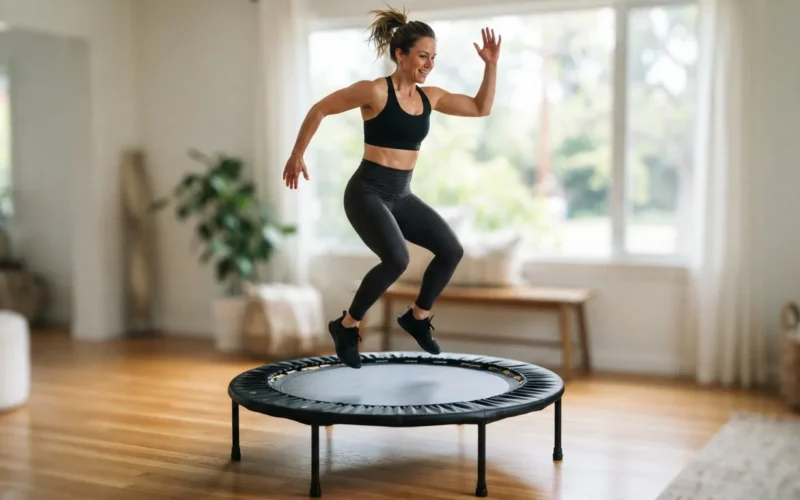 a person exercising on a trampoline
