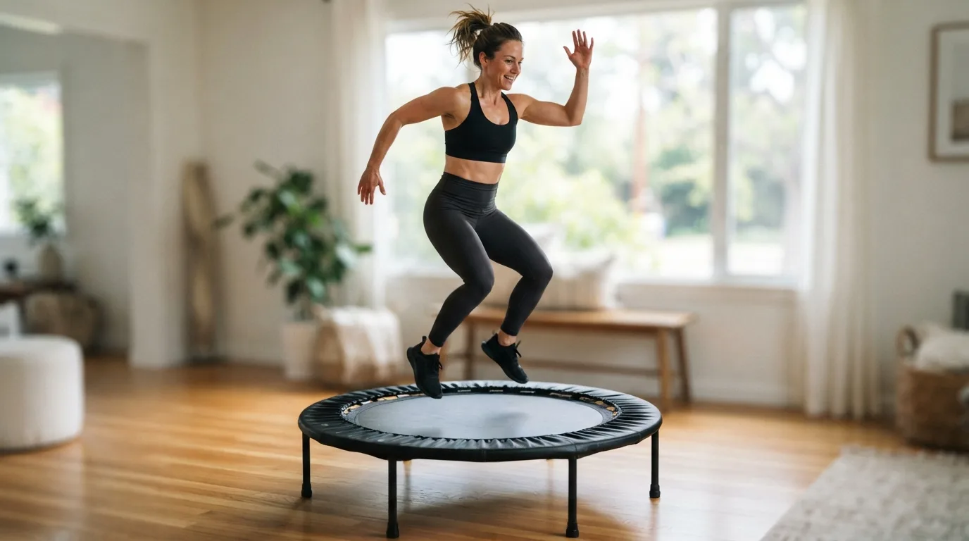 a person exercising on a trampoline