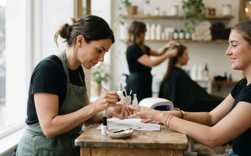 a woman working in a beauty salon