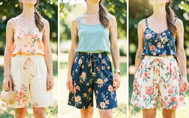 a curated set of summer clothing items, mix-and-match outfits