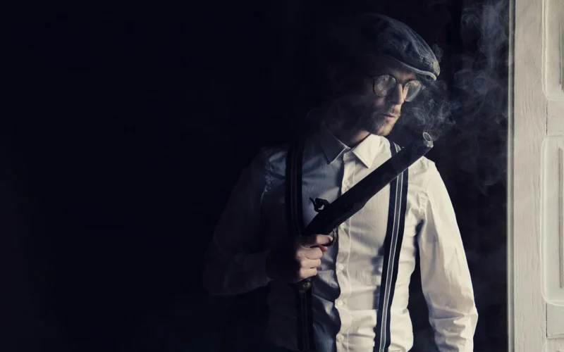 pistolet, gangster, mafia, przestępczość, kryminalista, zabójca, morderstwo, morderca, włoski, sycylijski, broń, stary, strzelec, wynajęty morderca, facet, dym strzelniczy, klasyczny