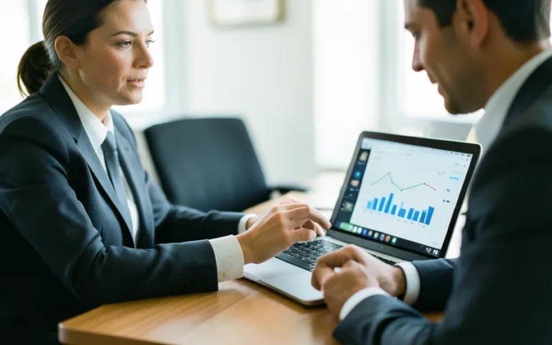 a recruiter or HR professional using a digital skills testing tool