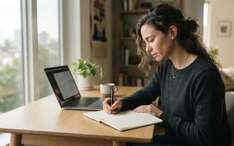 a person working at a modern desk