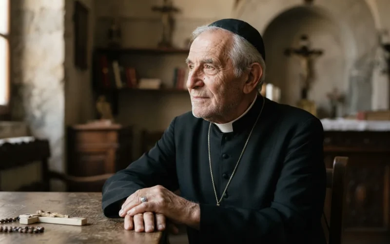 a portrait of an elderly man in religious attire