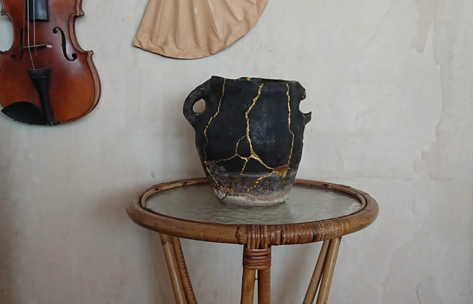 A cooking pot from 19th century Georgia, repaired with the Kintsugi technique.